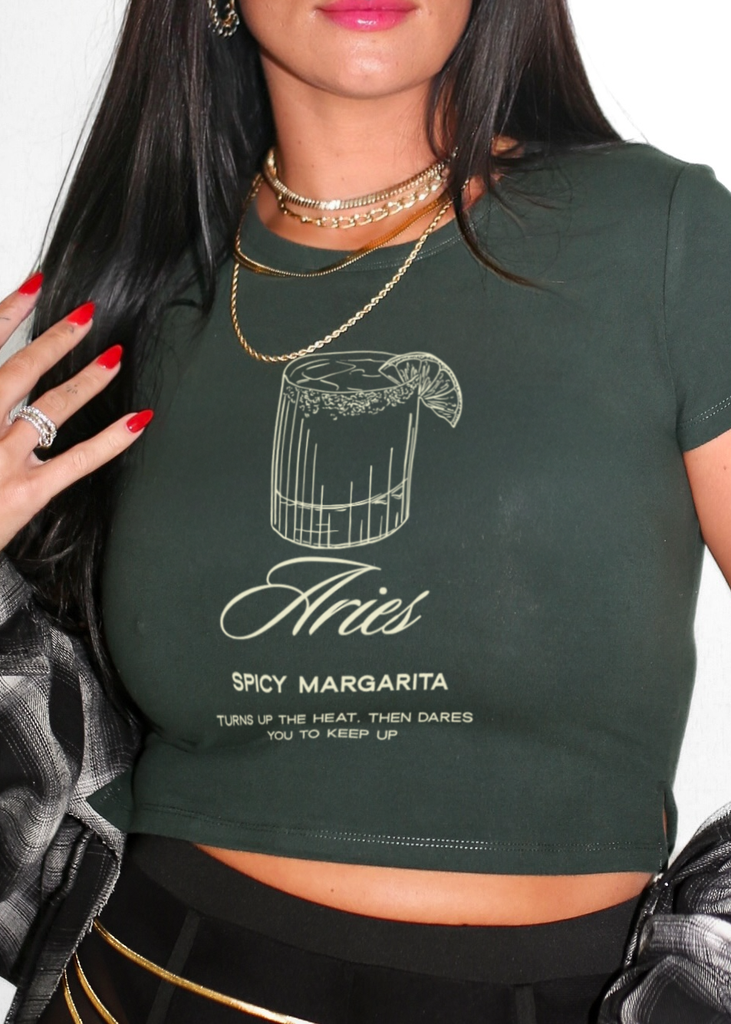 pebby forevee Short Sleeve Top ARIES COCKTAIL GRAPHIC BABY TEE