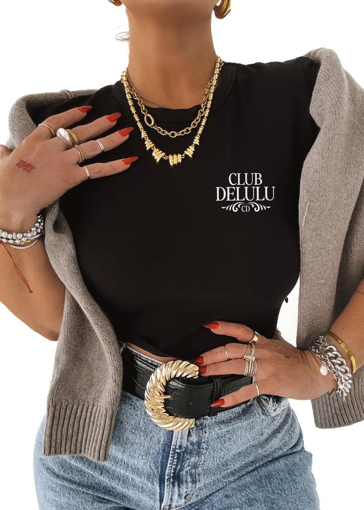 pebby forevee Short Sleeve Top CLUB DELULU GRAPHIC BABY TEE