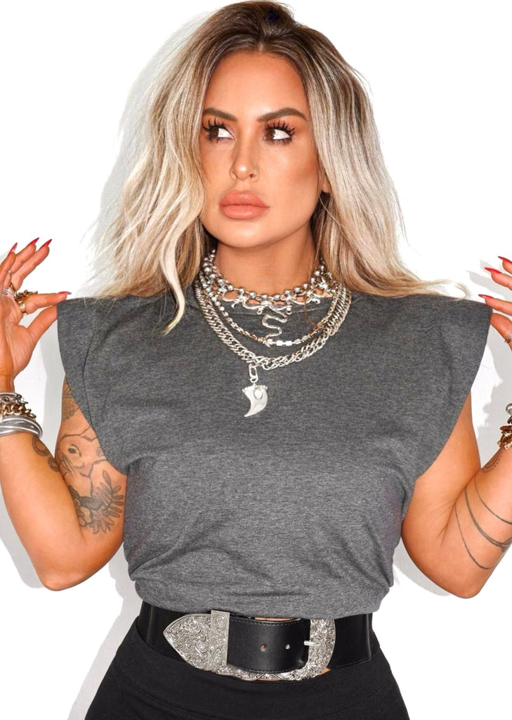 pebby forevee Short Sleeve Top CONTRACTED SHOULDER TOP