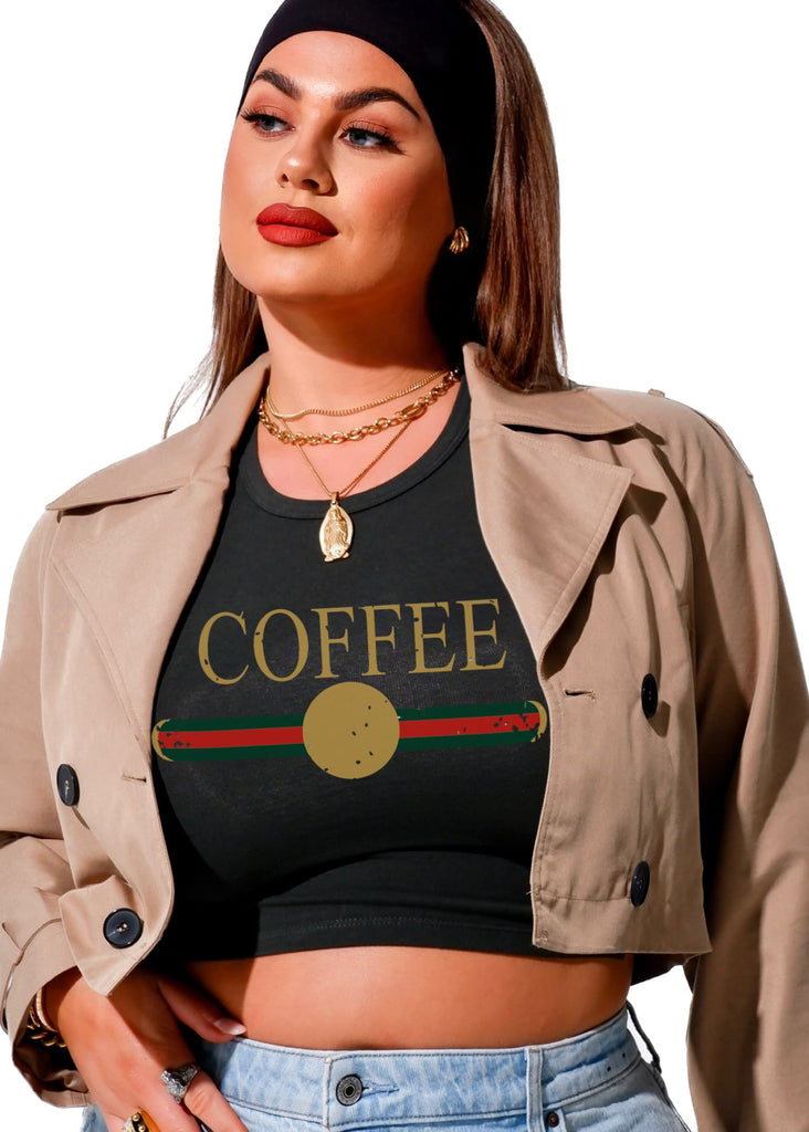 pebby forevee Short Sleeve Top DESIGNER COFFEE GRAPHIC BABY TEE