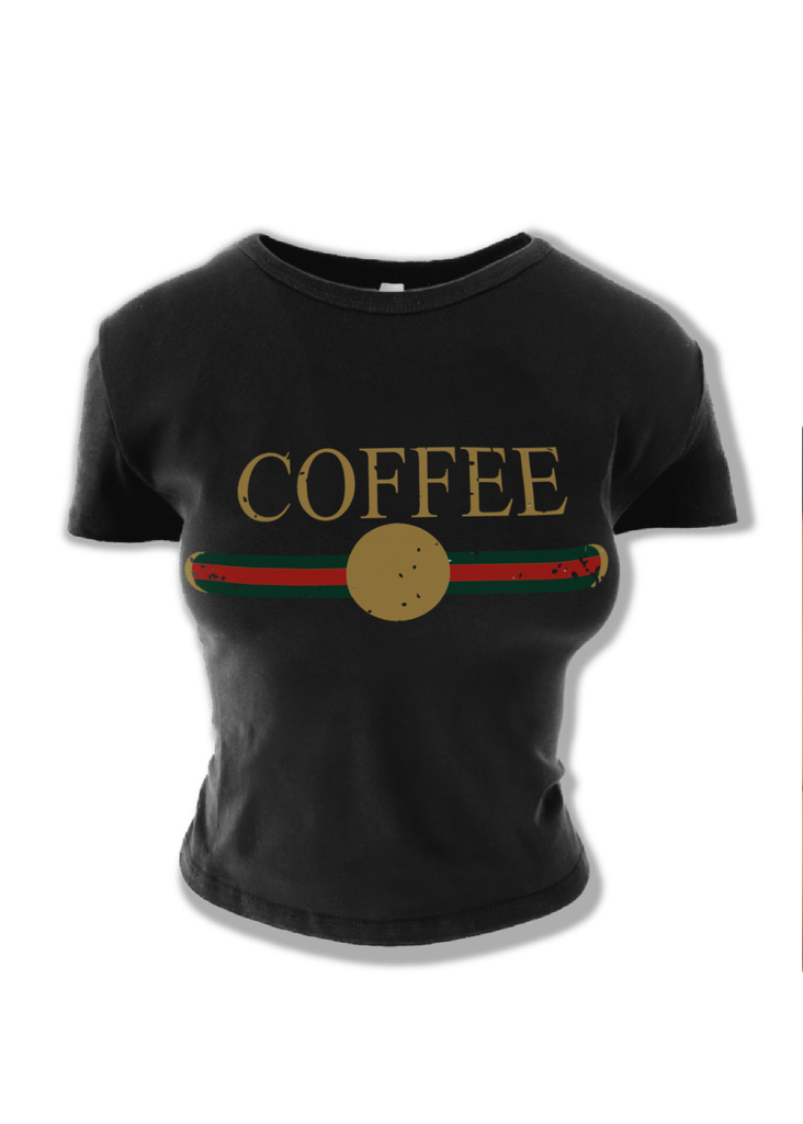 pebby forevee Short Sleeve Top DESIGNER COFFEE GRAPHIC BABY TEE