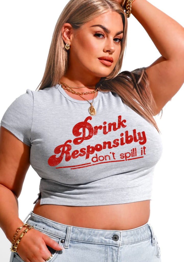 pebby forevee Short Sleeve Top DRINK RESPONSIBLY GRAPHIC BABY TEE