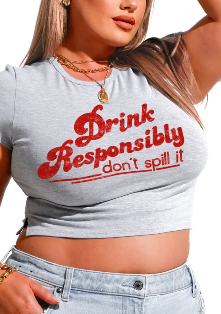 pebby forevee Short Sleeve Top DRINK RESPONSIBLY GRAPHIC BABY TEE