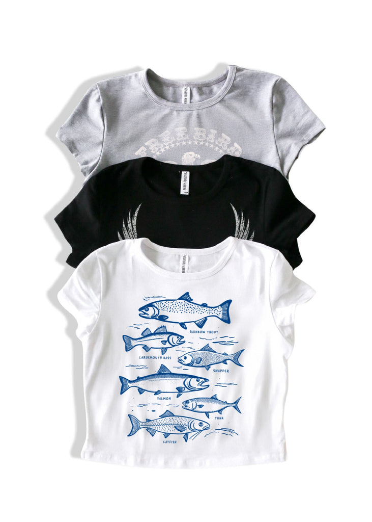 pebby forevee Short Sleeve Top FISHERMAN CORE GRAPHIC BABY TEE
