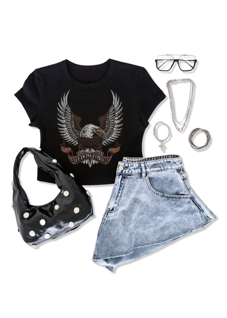 pebby forevee Short Sleeve Top FREEDOM THRILLS GRAPHIC BABY TEE