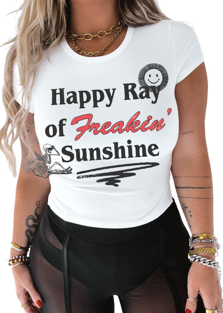 pebby forevee Short Sleeve Top HAPPY RAY OF FREAKIN SUNSHINE GRAPHIC BABY TEE