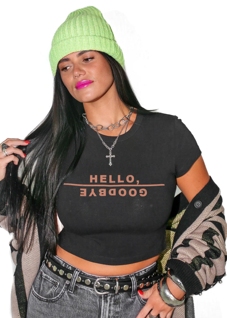 pebby forevee Short Sleeve Top HELLO, GOODBYE GRAPHIC BABY TEE