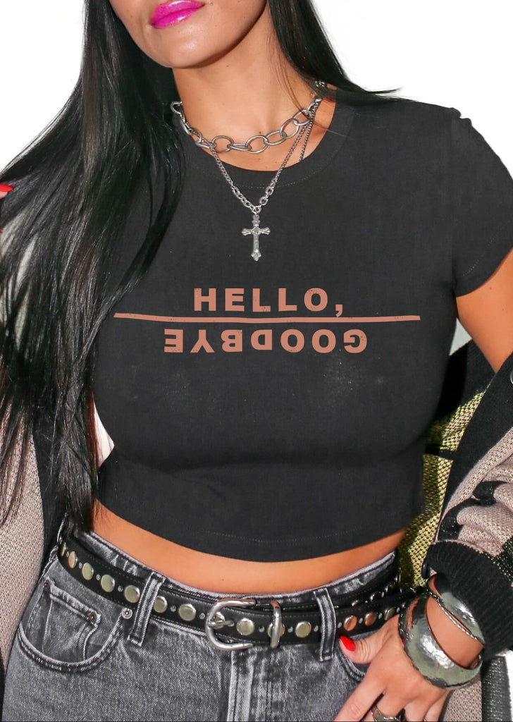 pebby forevee Short Sleeve Top HELLO, GOODBYE GRAPHIC BABY TEE