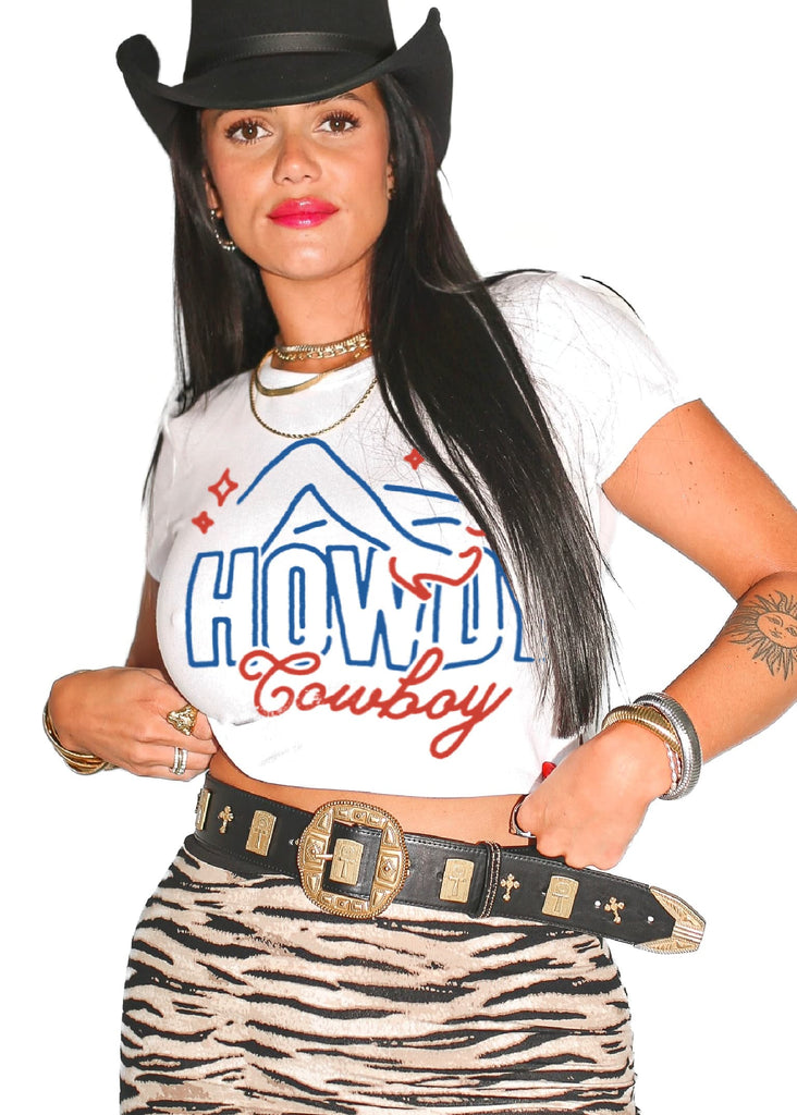 pebby forevee Short Sleeve Top HOWDY COWBOY GRAPHIC BABY TEE