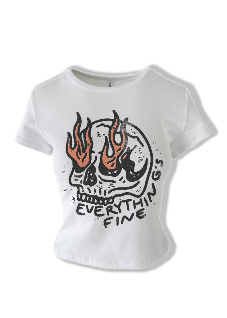 pebby forevee Short Sleeve Top I'M SURE EVERYTHING'S FINE GRAPHIC BABY TEE