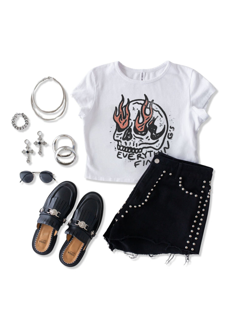 pebby forevee Short Sleeve Top I'M SURE EVERYTHING'S FINE GRAPHIC BABY TEE