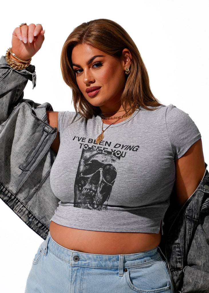 pebby forevee Short Sleeve Top I'VE BEEN DYING TO SEE YOU GRAPHIC BABY TEE