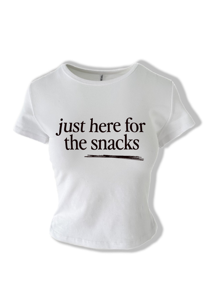 pebby forevee Short Sleeve Top JUST HERE FOR THE SNACKS GRAPHIC BABY TEE