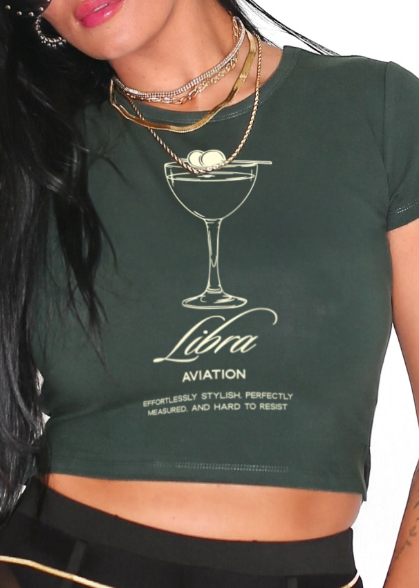 pebby forevee Short Sleeve Top LIBRA COCKTAIL GRAPHIC BABY TEE