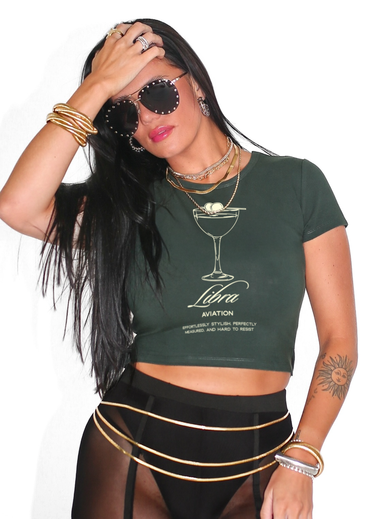 pebby forevee Short Sleeve Top LIBRA COCKTAIL GRAPHIC BABY TEE