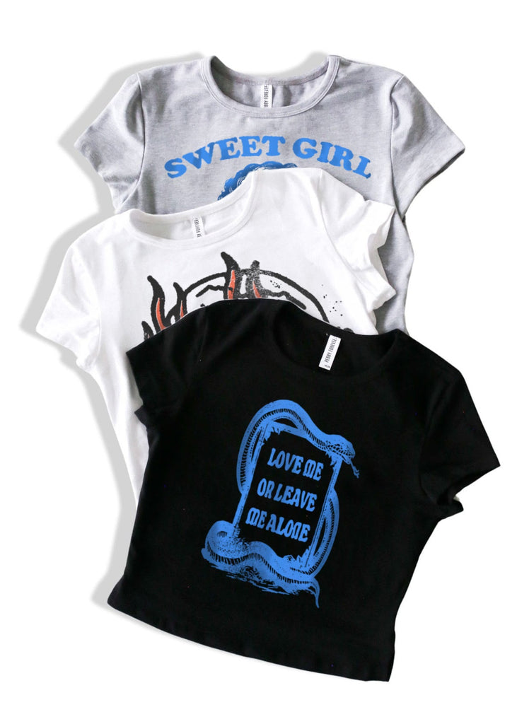 pebby forevee Short Sleeve Top LOVE ME OR LEAVE ME ALONE GRAPHIC BABY TEE