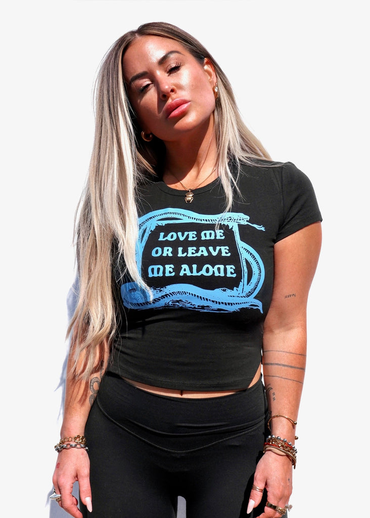 pebby forevee Short Sleeve Top LOVE ME OR LEAVE ME ALONE GRAPHIC BABY TEE