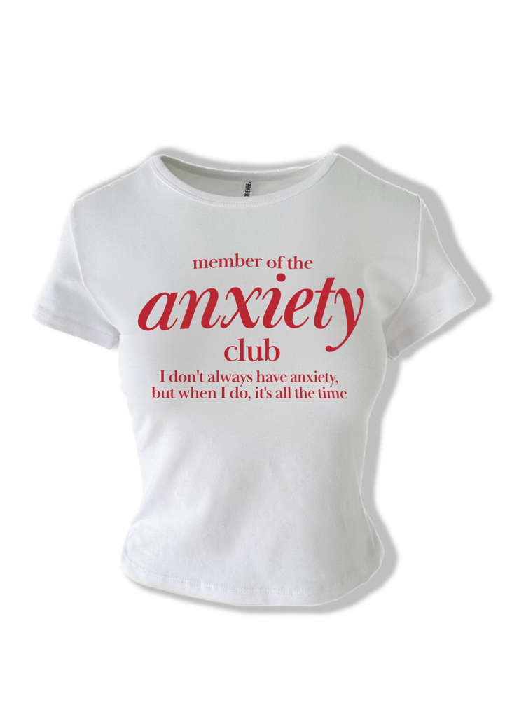 pebby forevee Short Sleeve Top MEMBER OF THE ANXIETY CLUB GRAPHIC BABY TEE