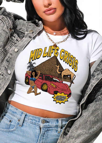 MIDLIFE CRISIS GRAPHIC BABY TEE – Pebby Forevee