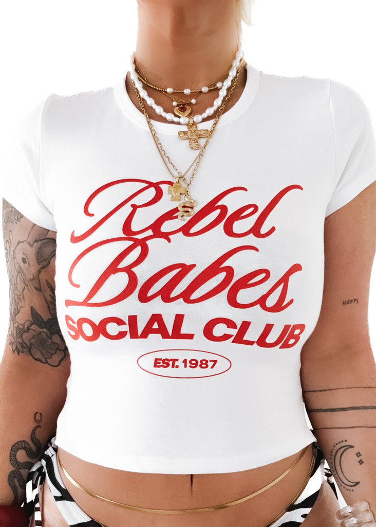 pebby forevee Short Sleeve Top REBEL BABES SOCIAL CLUB GRAPHIC BABY TEE