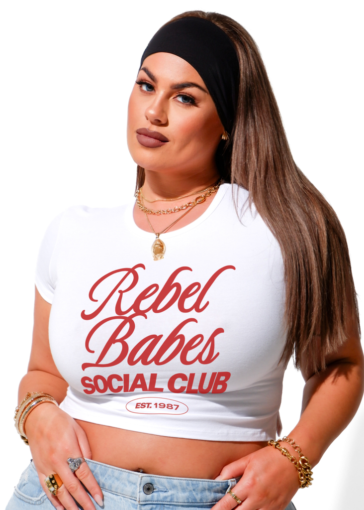 pebby forevee Short Sleeve Top REBEL BABES SOCIAL CLUB GRAPHIC BABY TEE