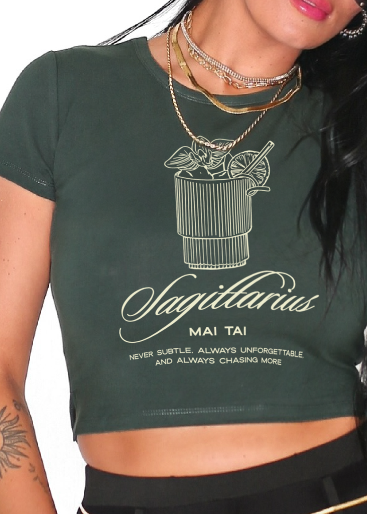 pebby forevee Short Sleeve Top SAGITTARIUS COCKTAIL GRAPHIC BABY TEE