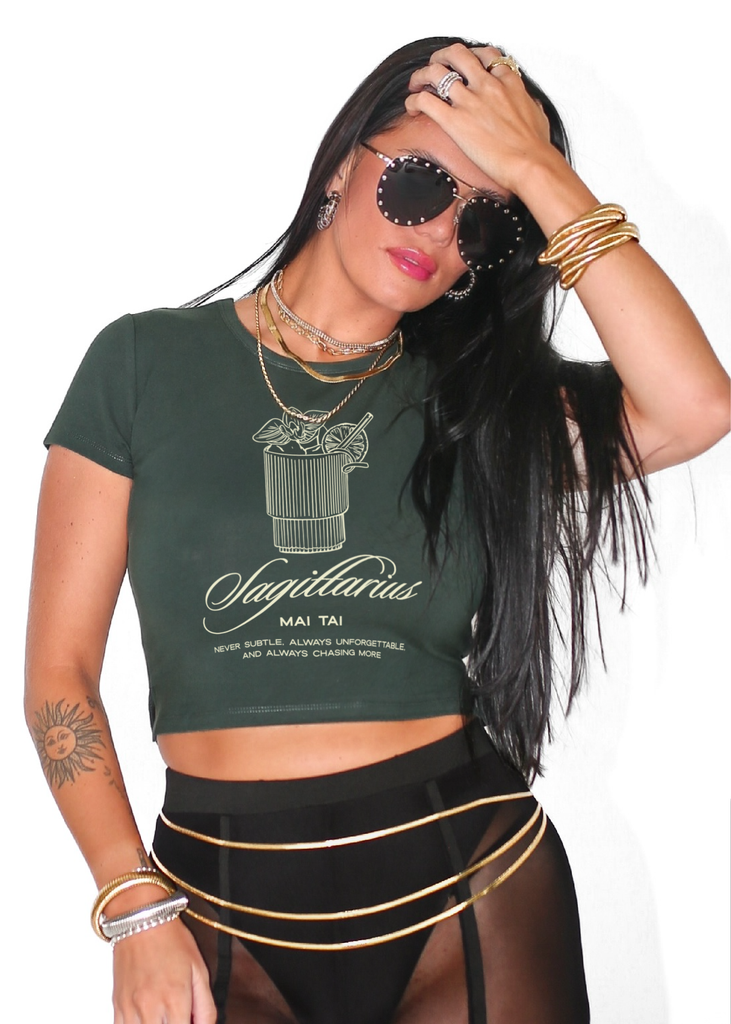 pebby forevee Short Sleeve Top SAGITTARIUS COCKTAIL GRAPHIC BABY TEE