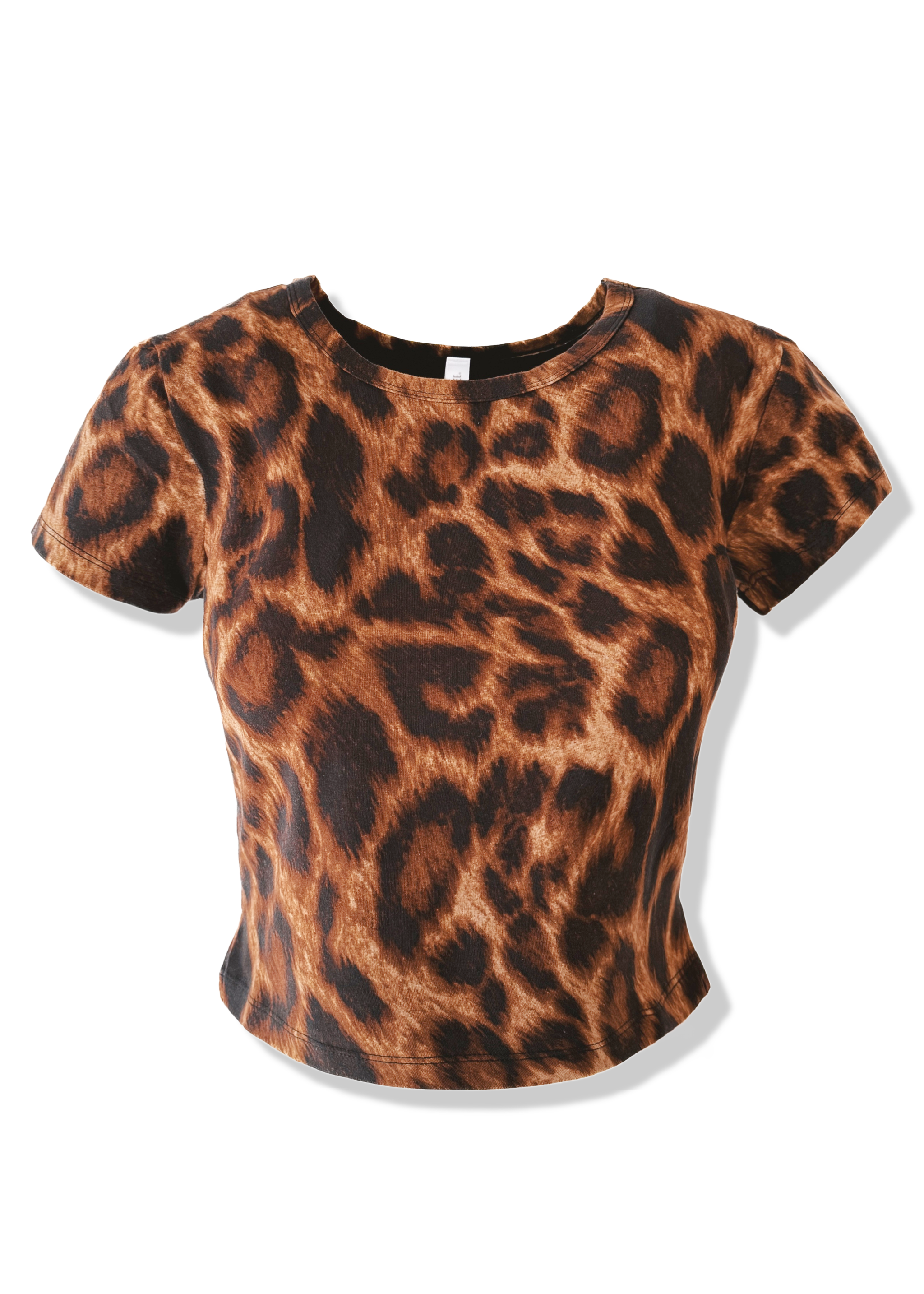 SIDE SLIT BABY TEE LEOPARD – Pebby Forevee