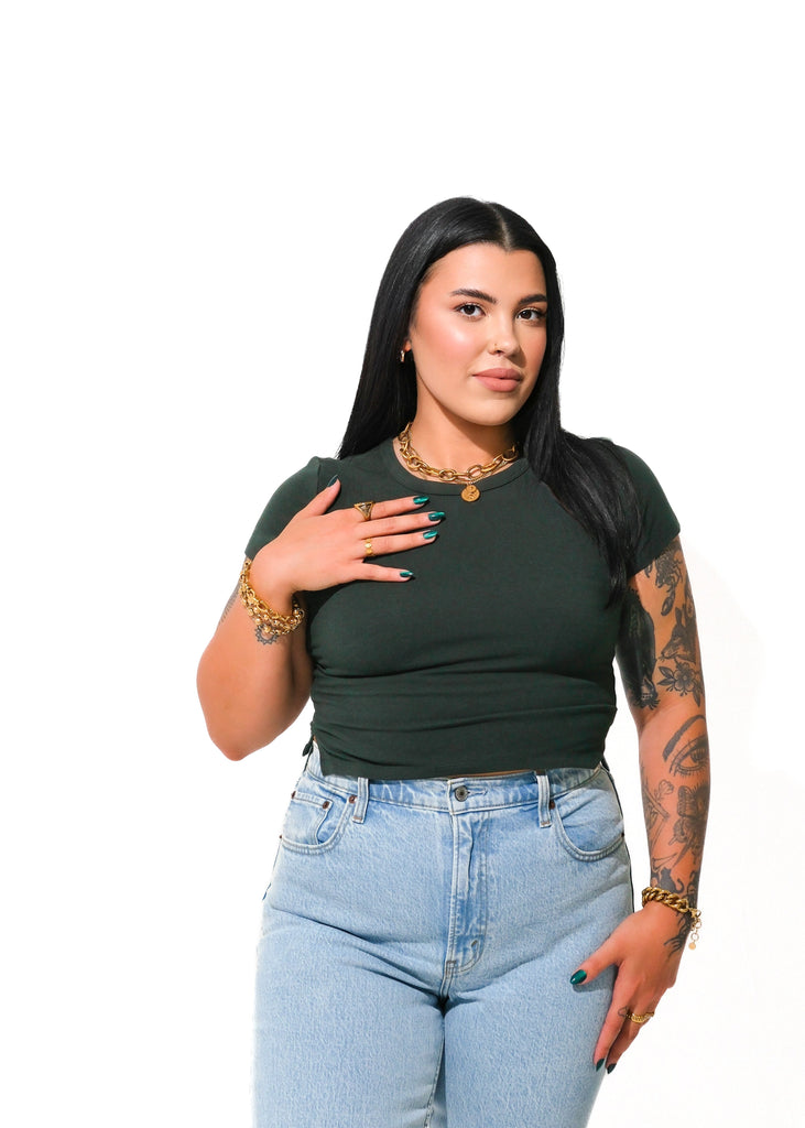 pebby forevee Short Sleeve Top SIDE SLIT BABY TEE