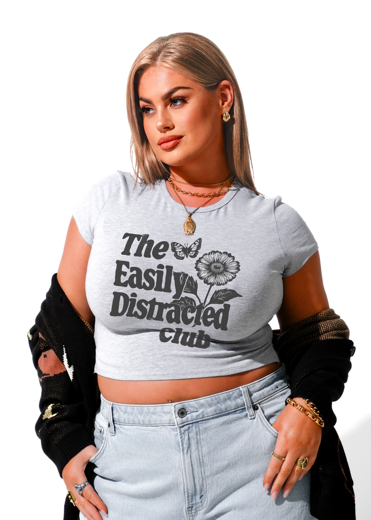 pebby forevee Short Sleeve Top THE EASILY DISTRACTED CLUB GRAPHIC BABY TEE