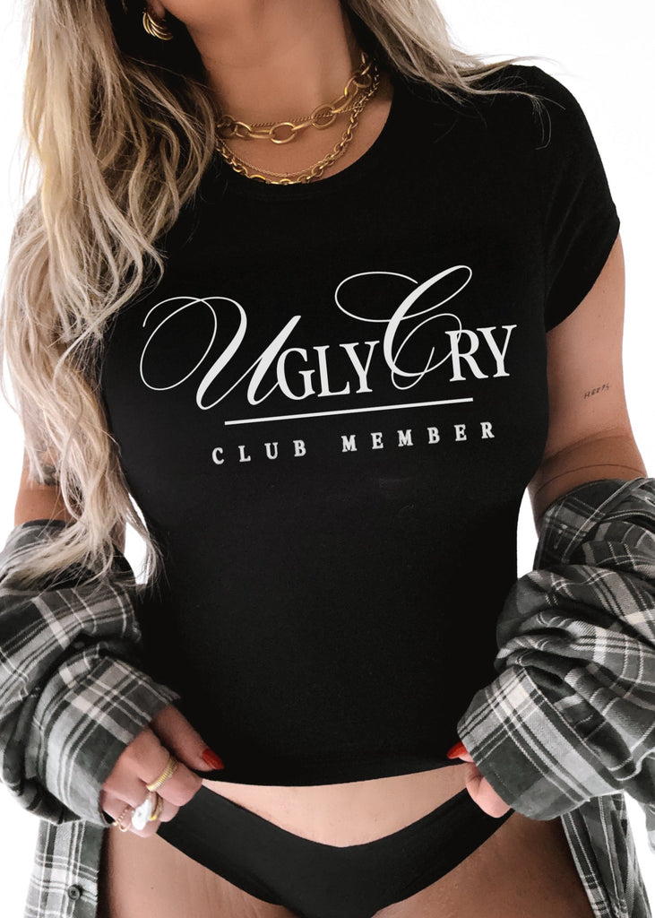 pebby forevee Short Sleeve Top UGLY CRY CLUB MEMBER GRAPHIC BABY TEE