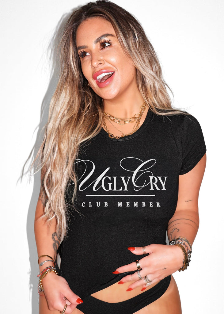 pebby forevee Short Sleeve Top UGLY CRY CLUB MEMBER GRAPHIC BABY TEE