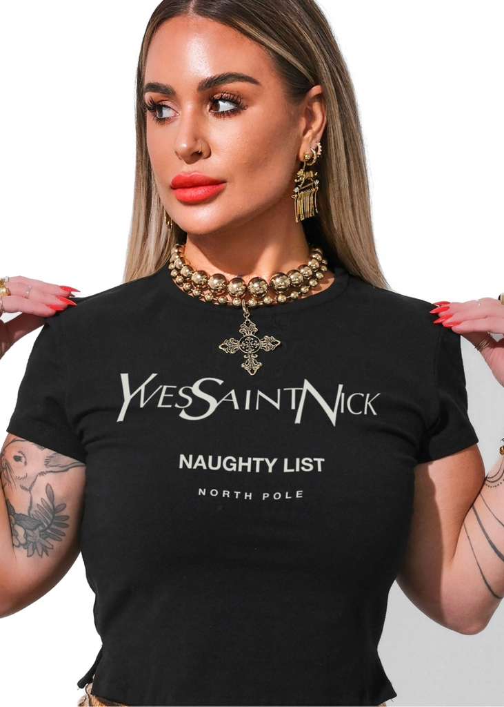 pebby forevee Short Sleeve Top YVES SAINT NICK GRAPHIC BABY TEE