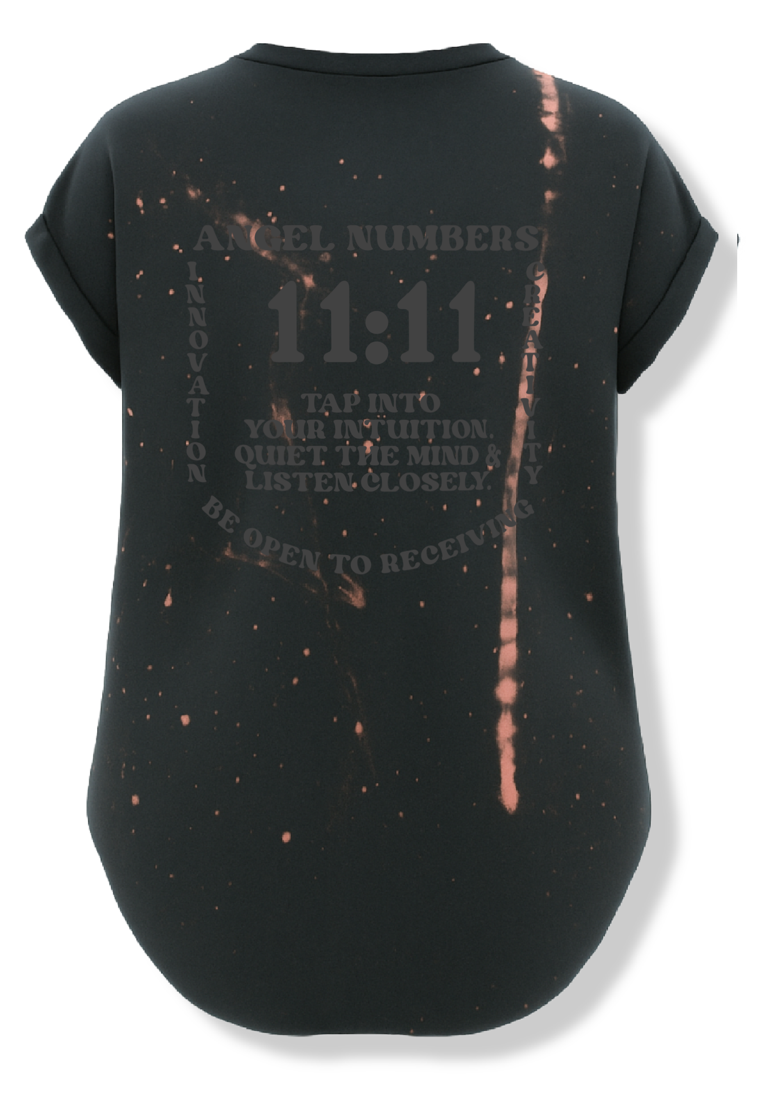 11:11 ANGEL NUMBERS BLEACHED OUT SIDE SLIT TEE – Pebby Forevee