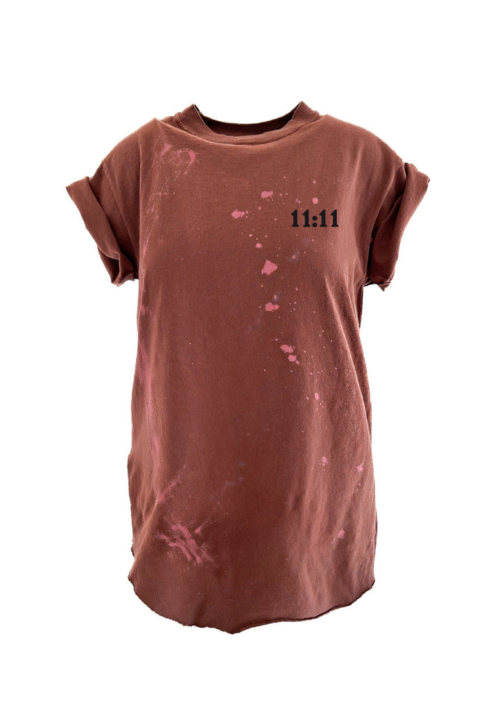 pebby forevee Side Slit Tee 11:11 ANGEL NUMBERS BLEACHED OUT SIDE SLIT TEE