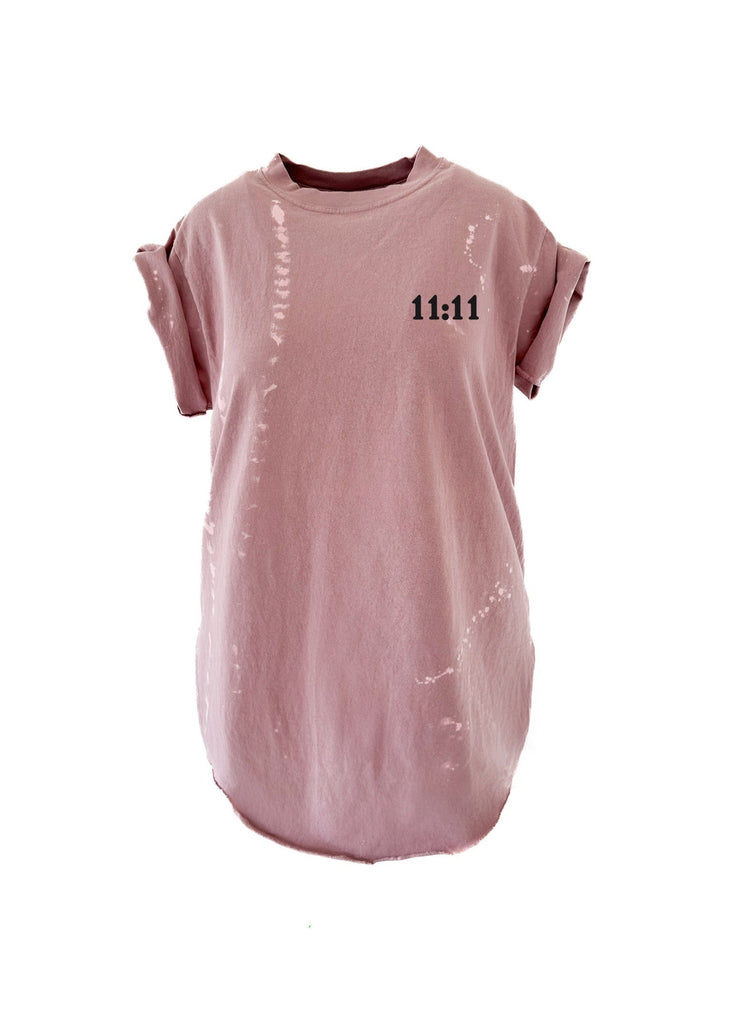 pebby forevee Side Slit Tee 11:11 ANGEL NUMBERS BLEACHED OUT SIDE SLIT TEE