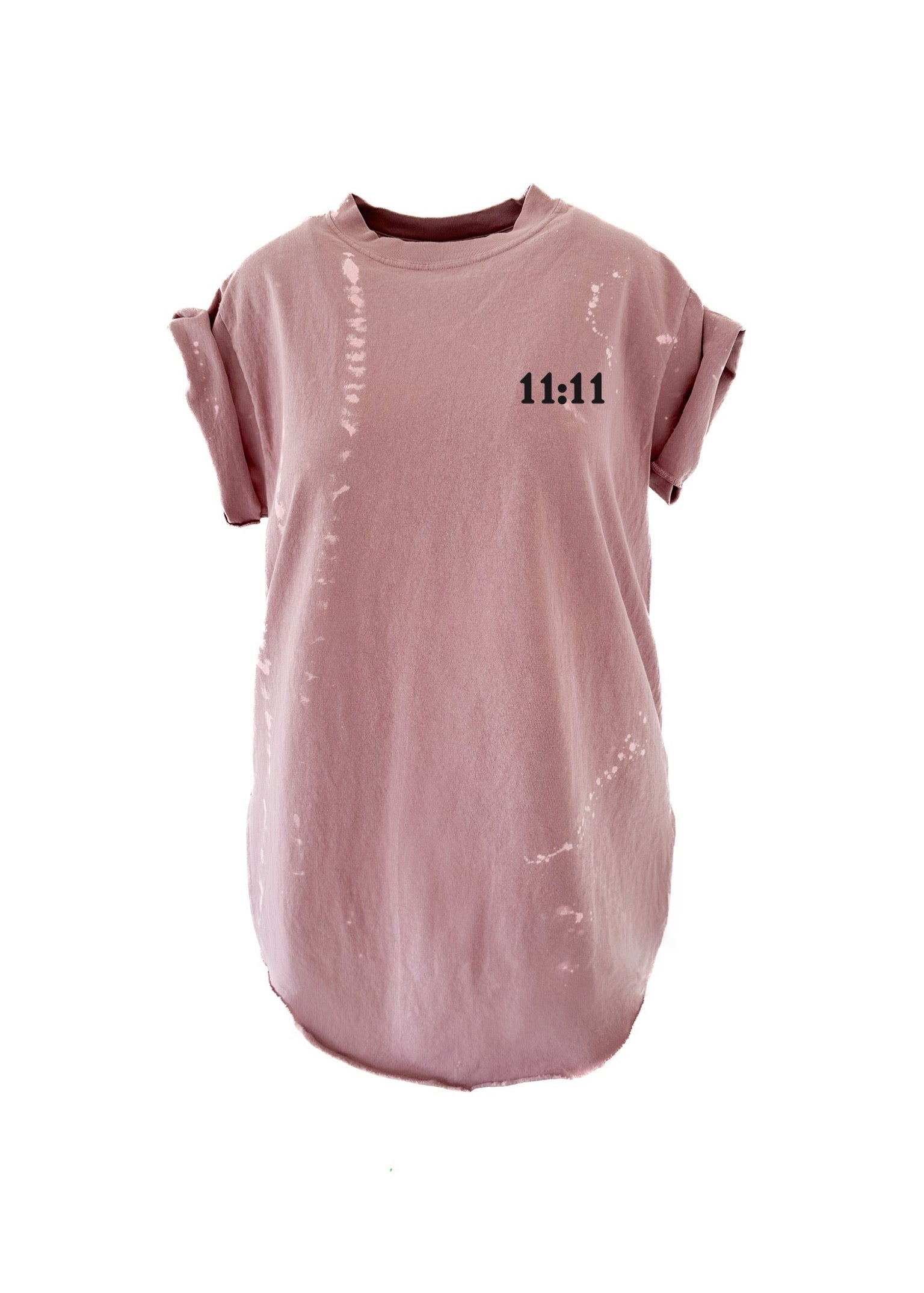 11:11 ANGEL NUMBERS BLEACHED OUT SIDE SLIT TEE – Pebby Forevee