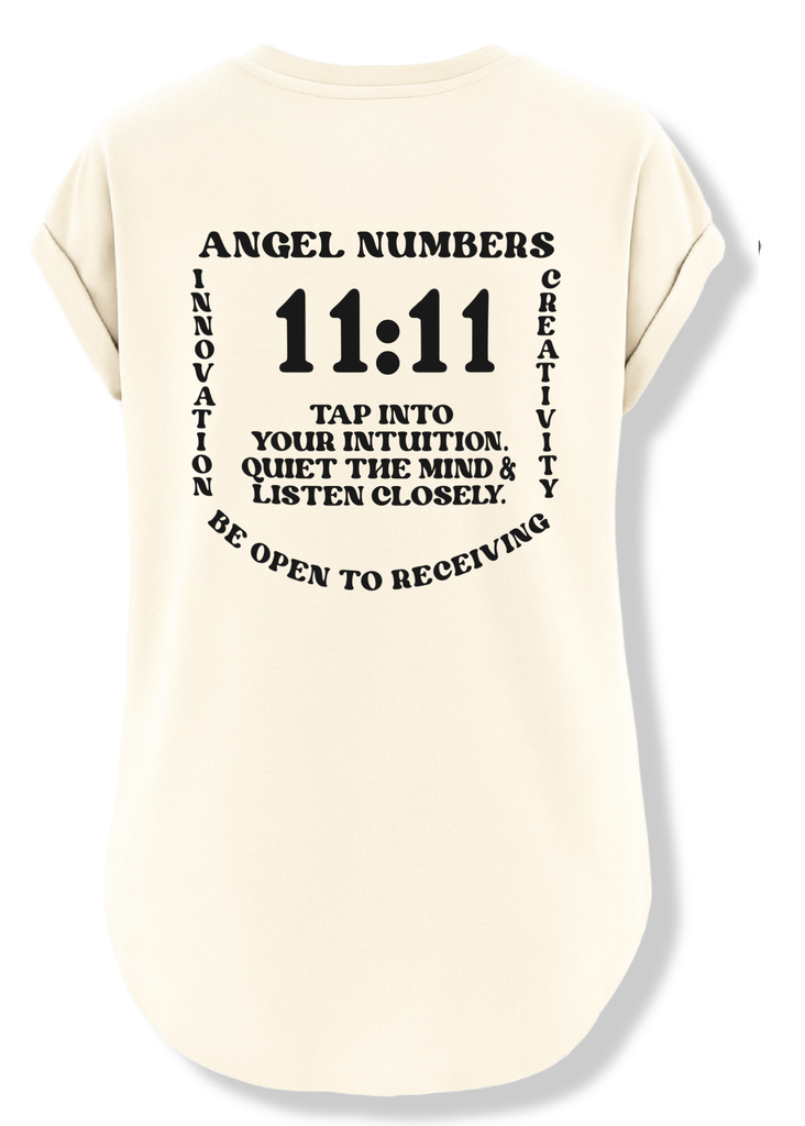 pebby forevee Side Slit Tee 11:11 ANGEL NUMBERS SIDE SLIT TEE