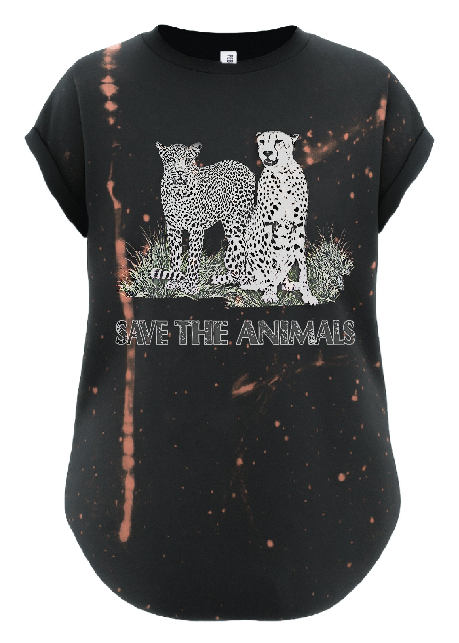 90's SAVE THE ANIMALS VINTAGE BLEACHED OUT SIDE SLIT TEE – Pebby