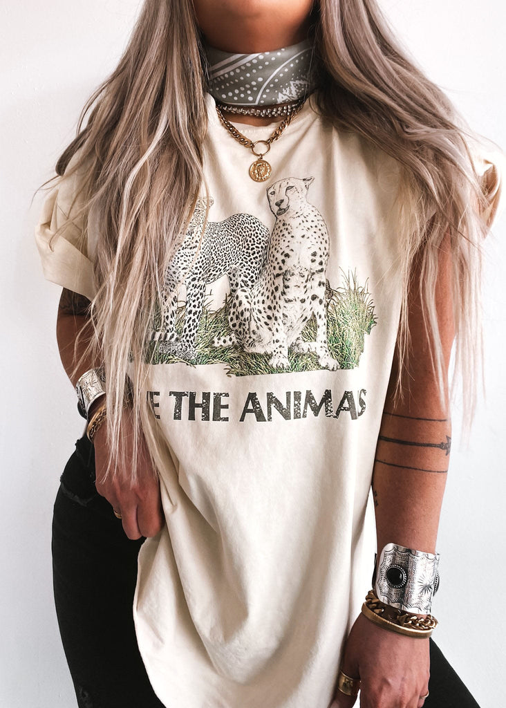 pebby forevee Side Slit Tee 90's SAVE THE ANIMALS VINTAGE SIDE SLIT TEE