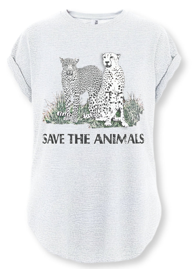 pebby forevee Side Slit Tee 90's SAVE THE ANIMALS VINTAGE SIDE SLIT TEE