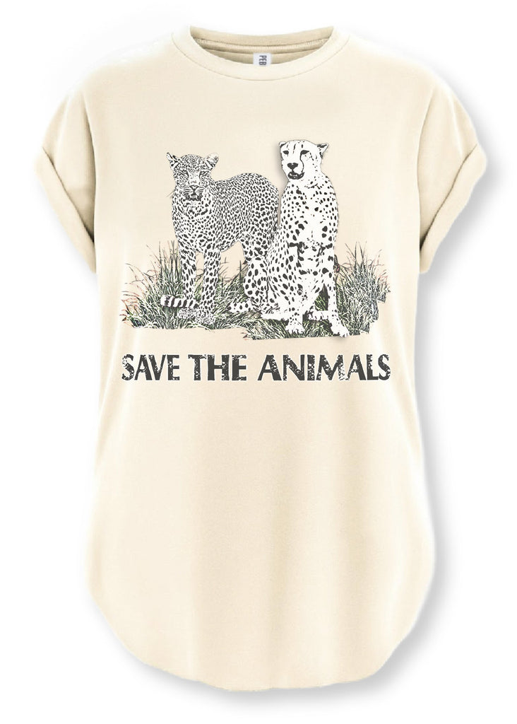 pebby forevee Side Slit Tee 90's SAVE THE ANIMALS VINTAGE SIDE SLIT TEE