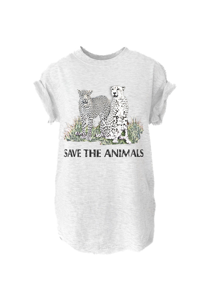 pebby forevee Side Slit Tee 90's SAVE THE ANIMALS VINTAGE SIDE SLIT TEE