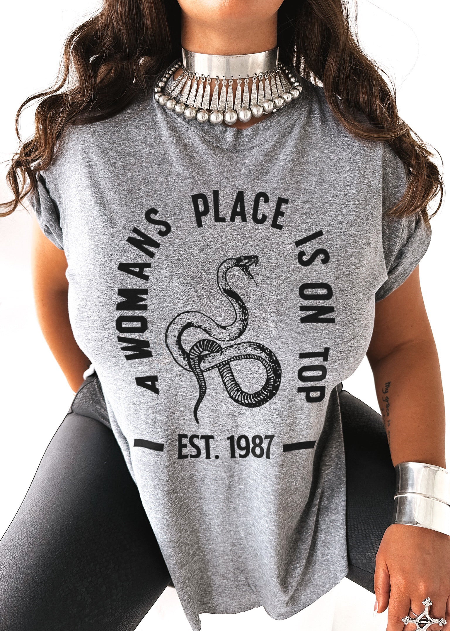 A WOMAN'S PLACE IS ON TOP SIDE SLIT TEE – Pebby Forevee
