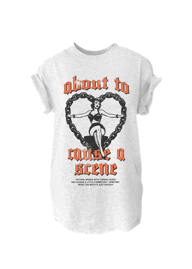 pebby forevee Side Slit Tee ABOUT TO CAUSE A SCENE SIDE SLIT TEE