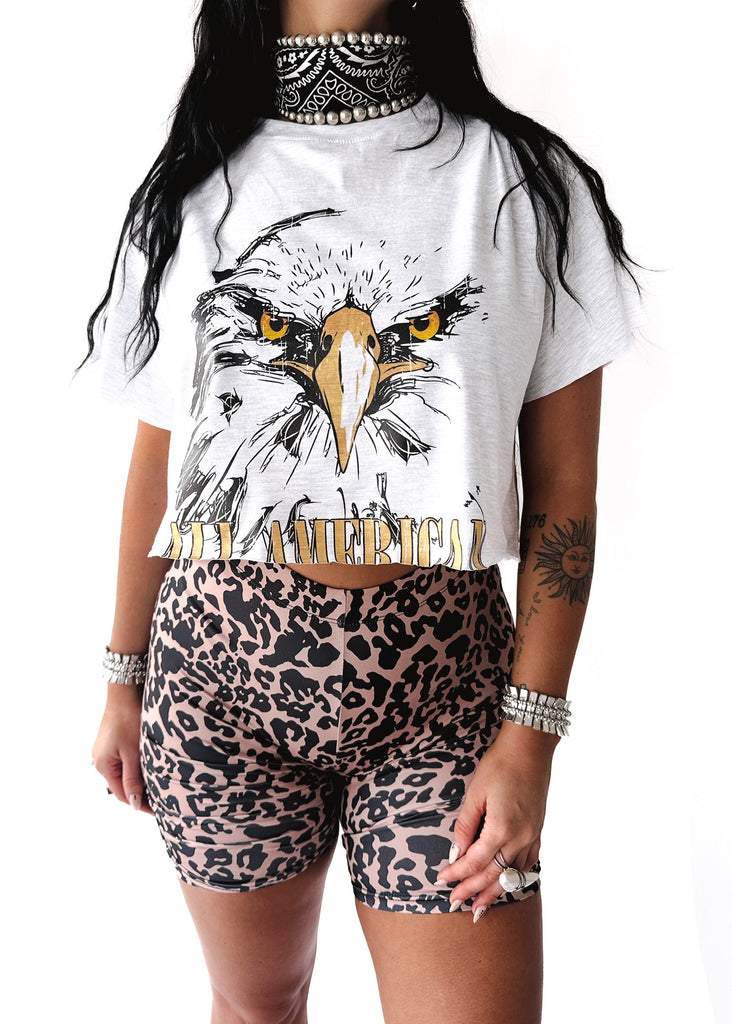 pebby forevee Side Slit Tee ALL AMERICAN BABES CROPPED TEE