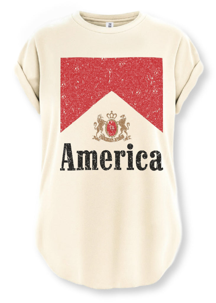 pebby forevee Side Slit Tee AMERICA AS WE KNOW IT SIDE SLIT TEE