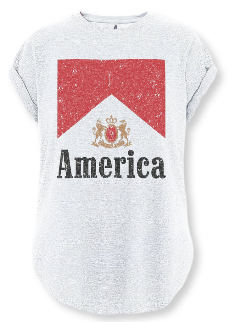 pebby forevee Side Slit Tee AMERICA AS WE KNOW IT SIDE SLIT TEE