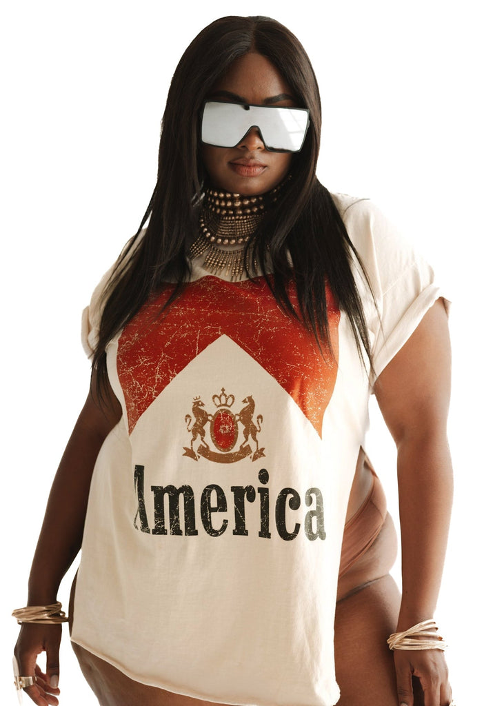 pebby forevee Side Slit Tee AMERICA AS WE KNOW IT SIDE SLIT TEE