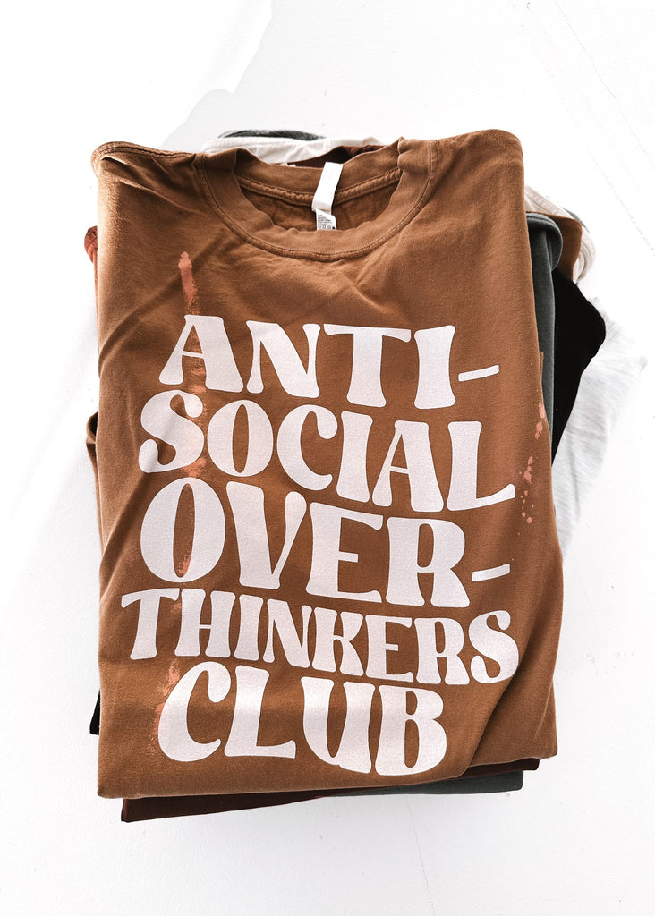 pebby forevee Side Slit Tee ANTISOCIAL OVERTHINKERS CLUB BLEACHED OUT SIDE SLIT TEE